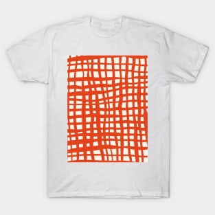 Retro grid pattern - scarlet and tan T-Shirt